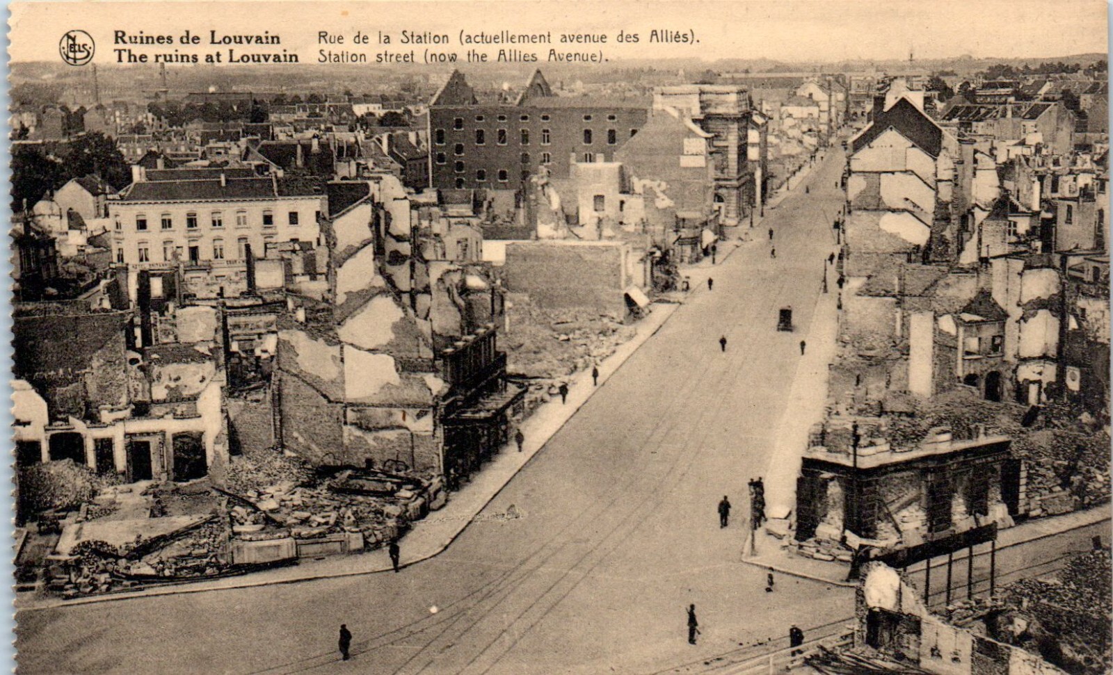The Ruins at Louvain, Station Street Belgium WWI Damage Postcard