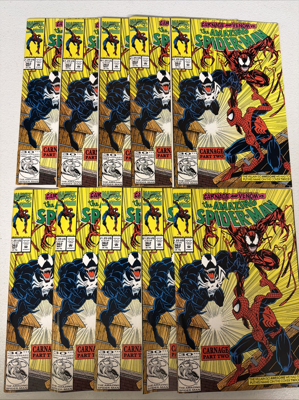 Amazing Spider-Man #362 x10 Copies 1992 Early Carnage Marvel 1st Print Fine *Q2