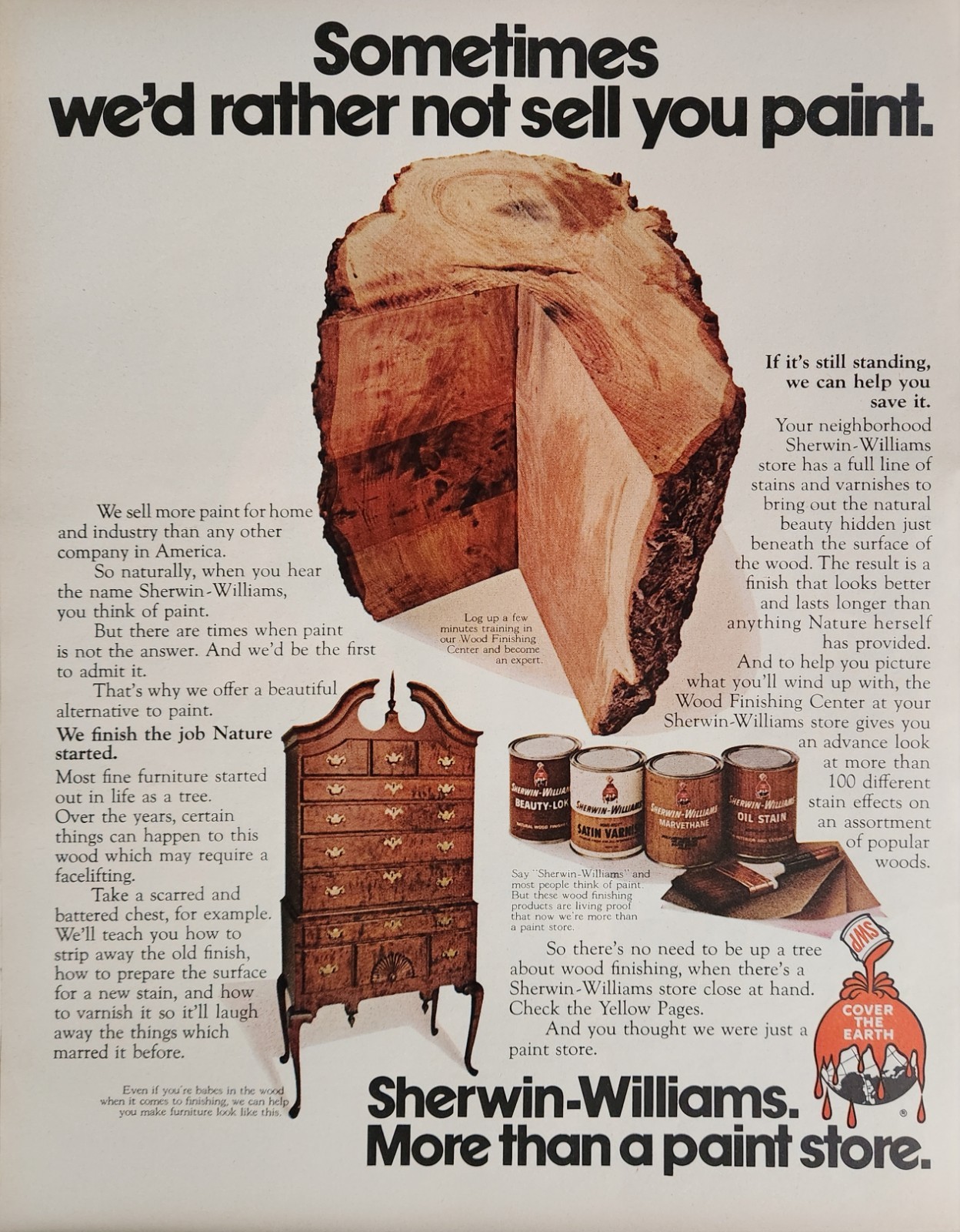 Sherwin Williams Stain Print Ad 1972 Vintage Ephemera Wall Art Decor