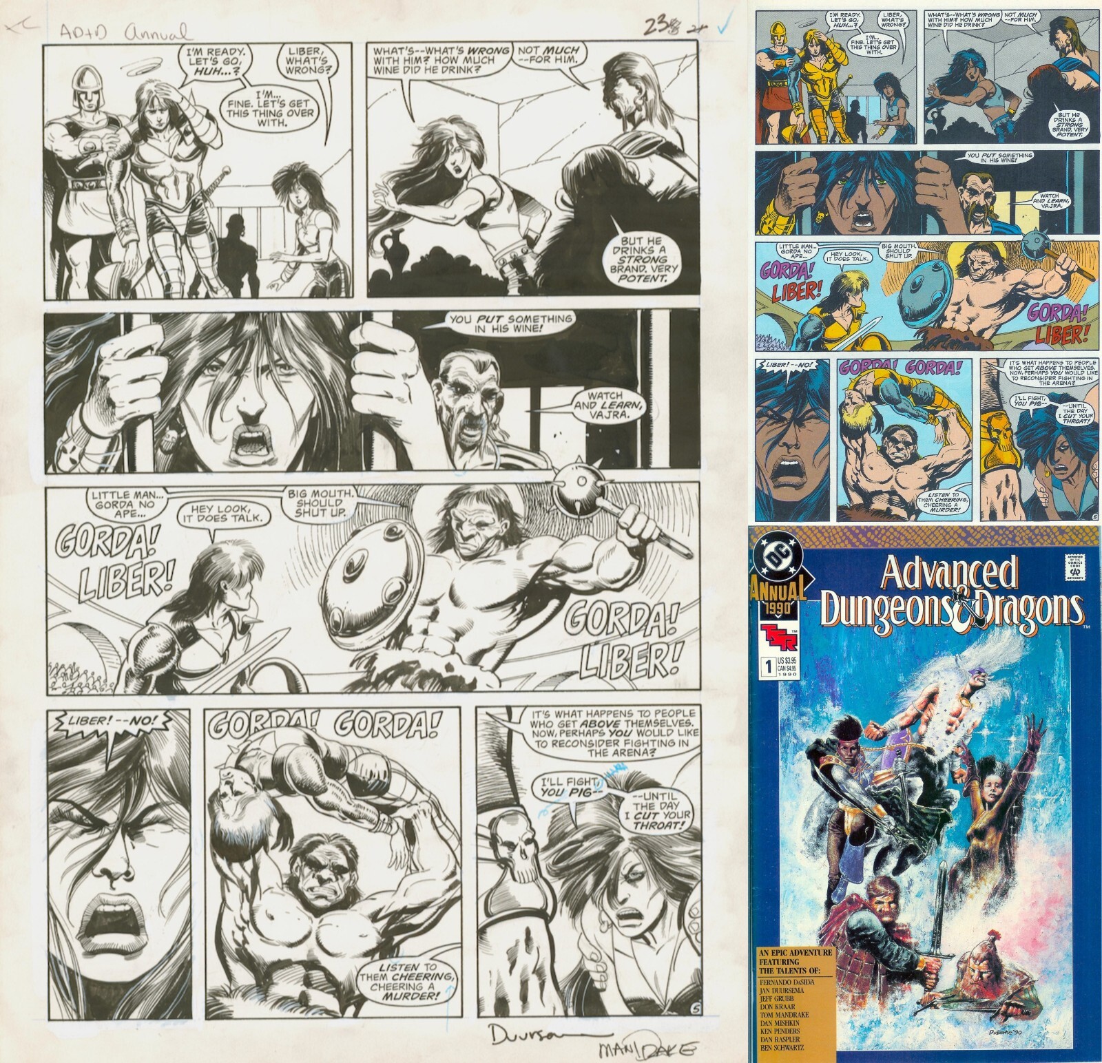 Jan Duursema & Tom Mandrake SIGNED Original TSR AD&D Annual #1 Comic Art Page