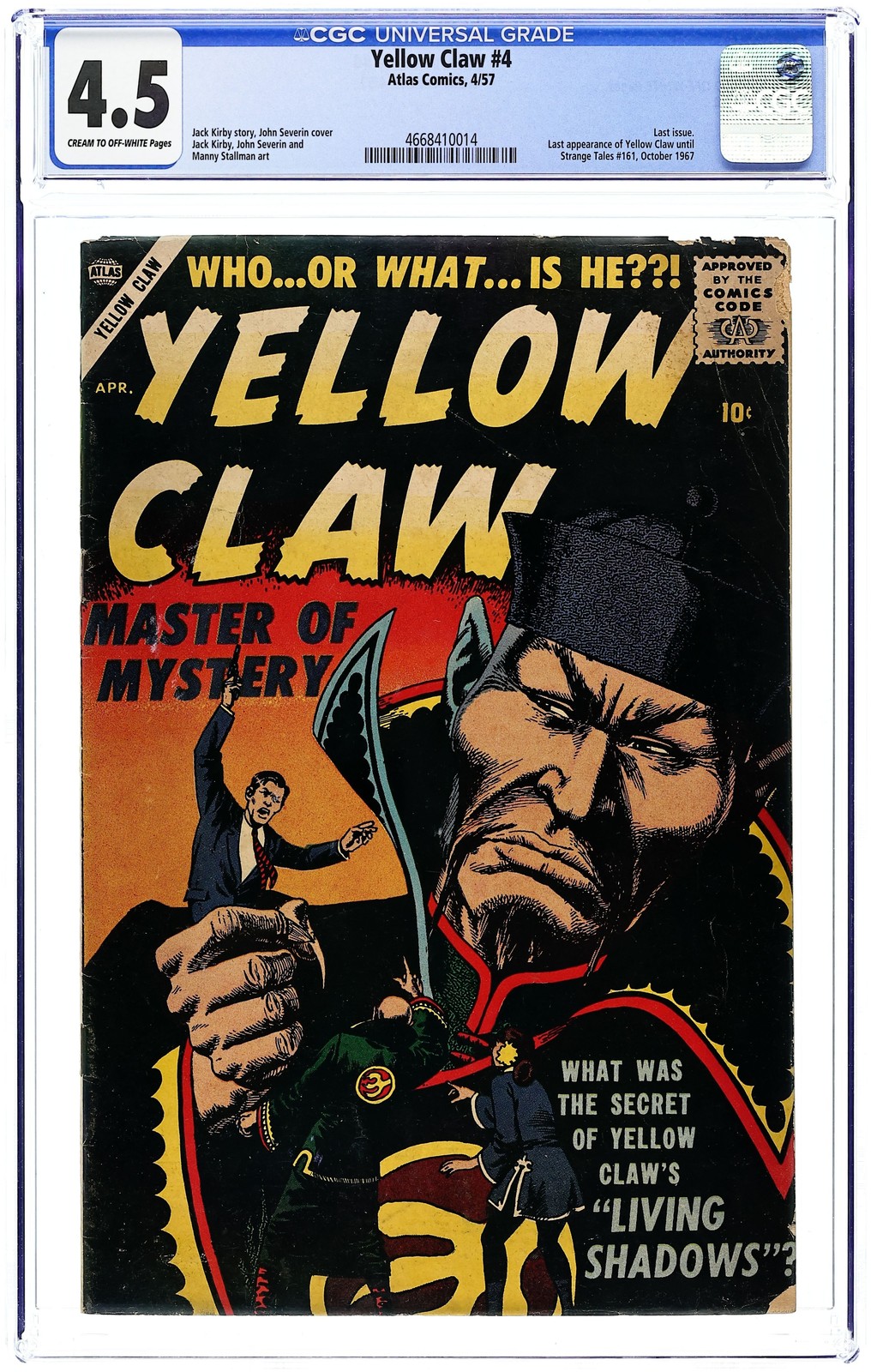 Yellow Claw #4 CGC 4.5 1957 4668410014
