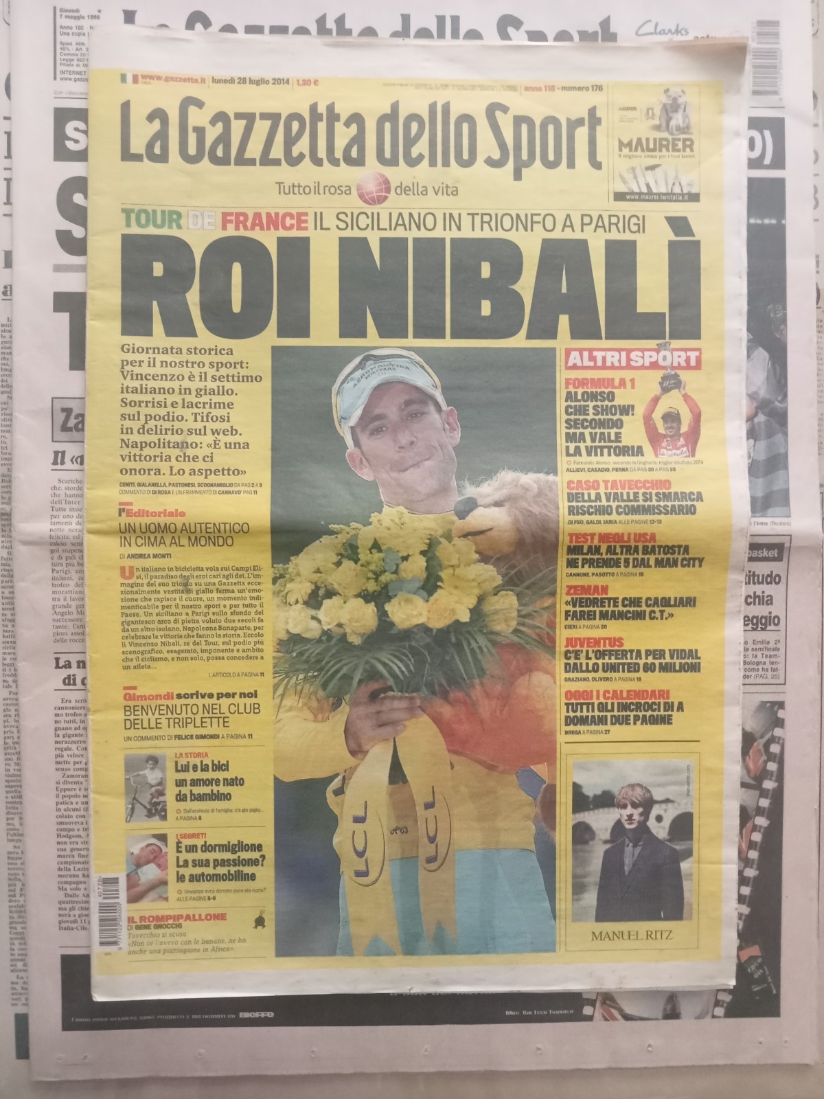 Gazzetta dello Sport of 28 July 2014 \