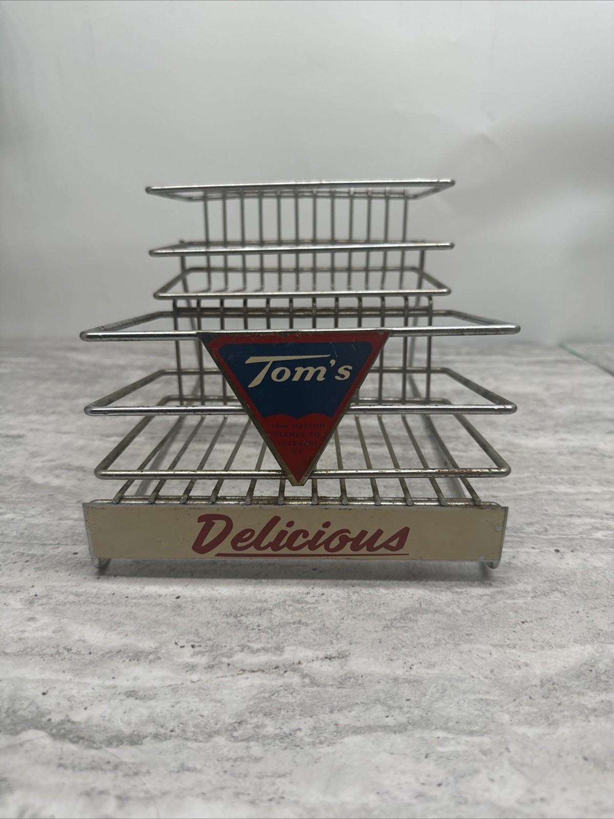 Original Tom’s Peanut Wire Display Shelf 1950s RARE ADVERTISING 