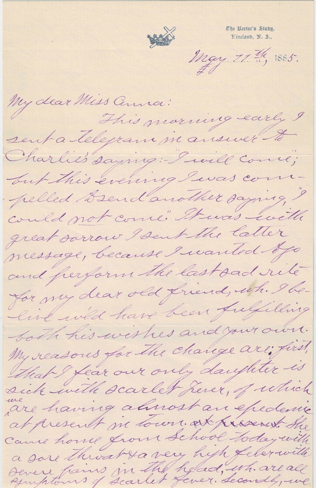 1885 Letter from Vineland, NJ