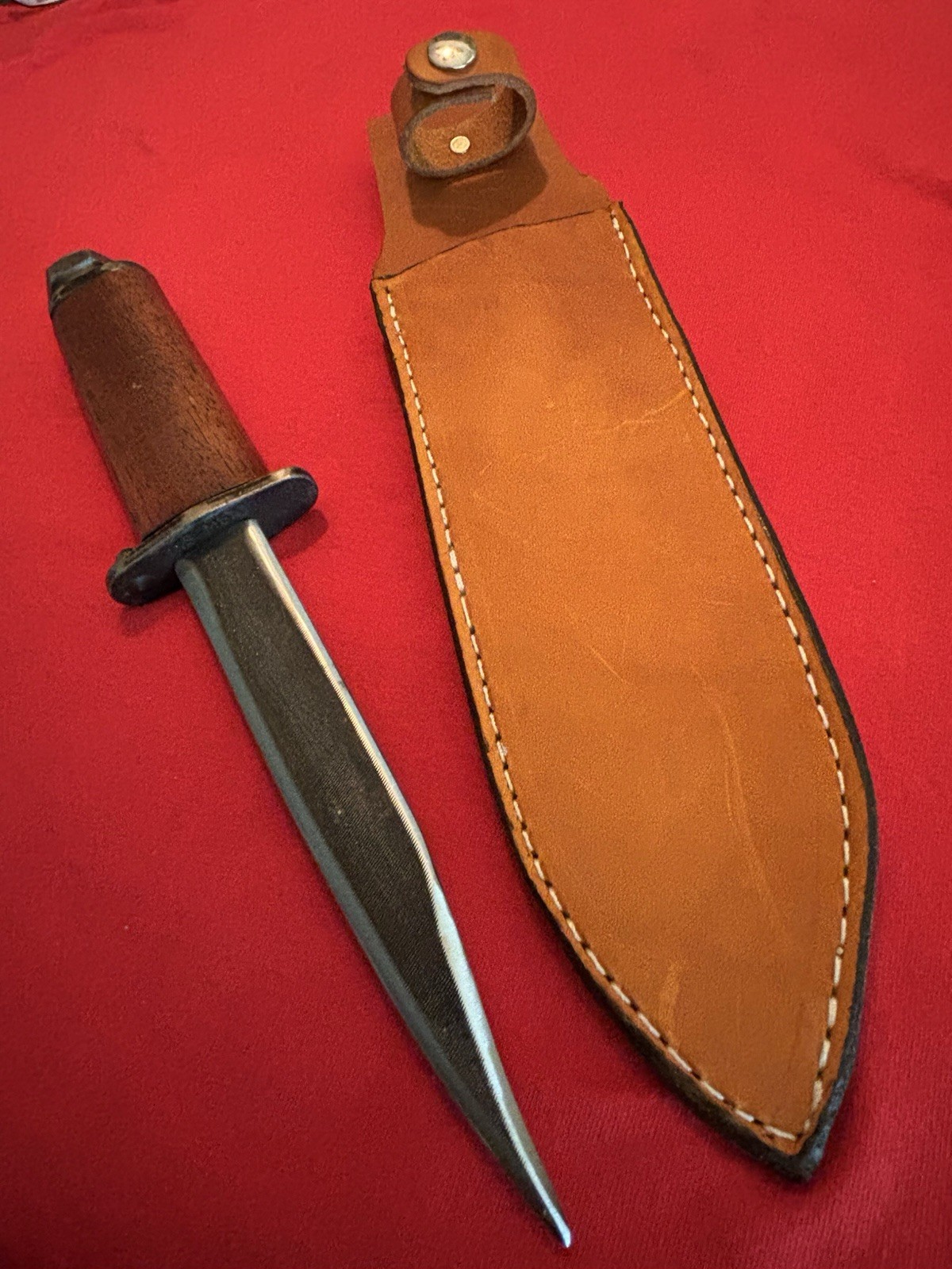 CUSTOM MILITARY KNIFE-NEW MAHOGANY GRIP-M5 STEEL GUARD-NEW SHEATH-6.75” BLADE CUSTOM MILITARY KNIFE-NEW MAHOGANY GRIP-M5 STEEL GUARD-NEW SHEATH-6.75” BLADE
