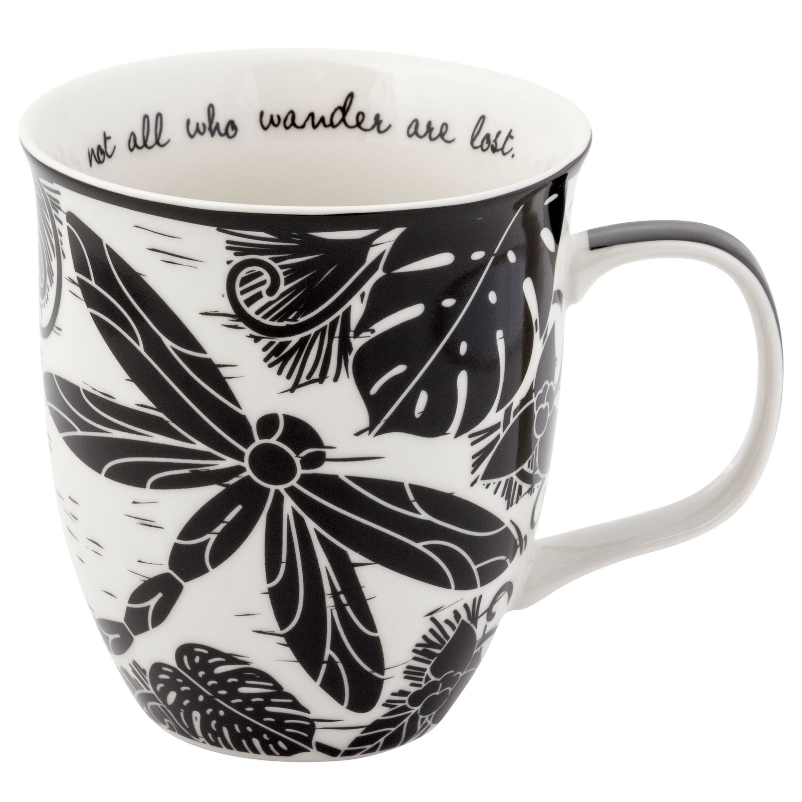 Karma Gifts Boho Black And White Mug, Dragonfly,Mugs