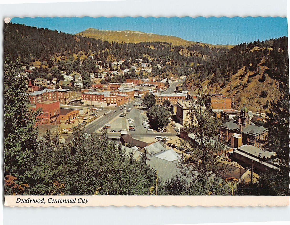 Postcard General view Deadwood Centennial City South Dakota