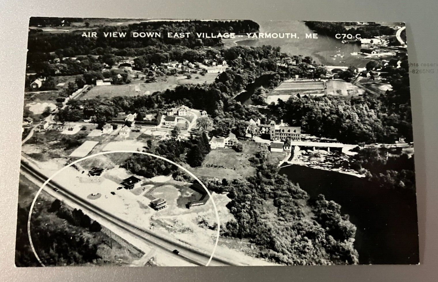 Antique RPPC Postcard - Air View Down East Village, Yarmouth, Maine - UNPOSTED