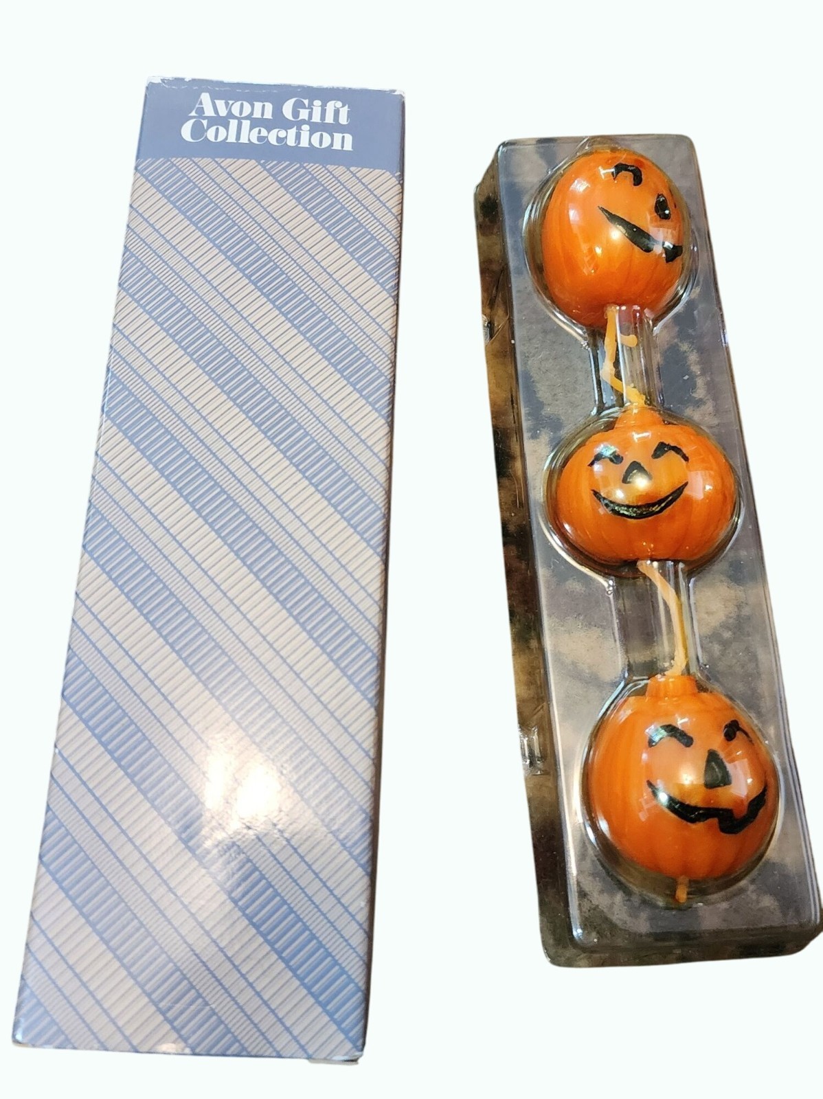 Vintage Avon Jack-O-Lantern Trio Candles Gift Set In Box