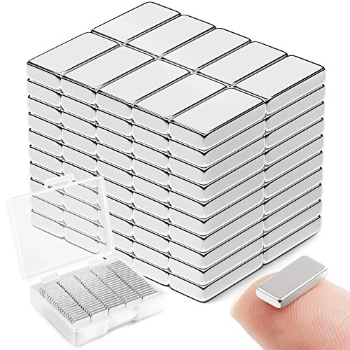 100 Pack Rare Earth Magnets, 10x5x2mm Rectangular Bars, Iron Material