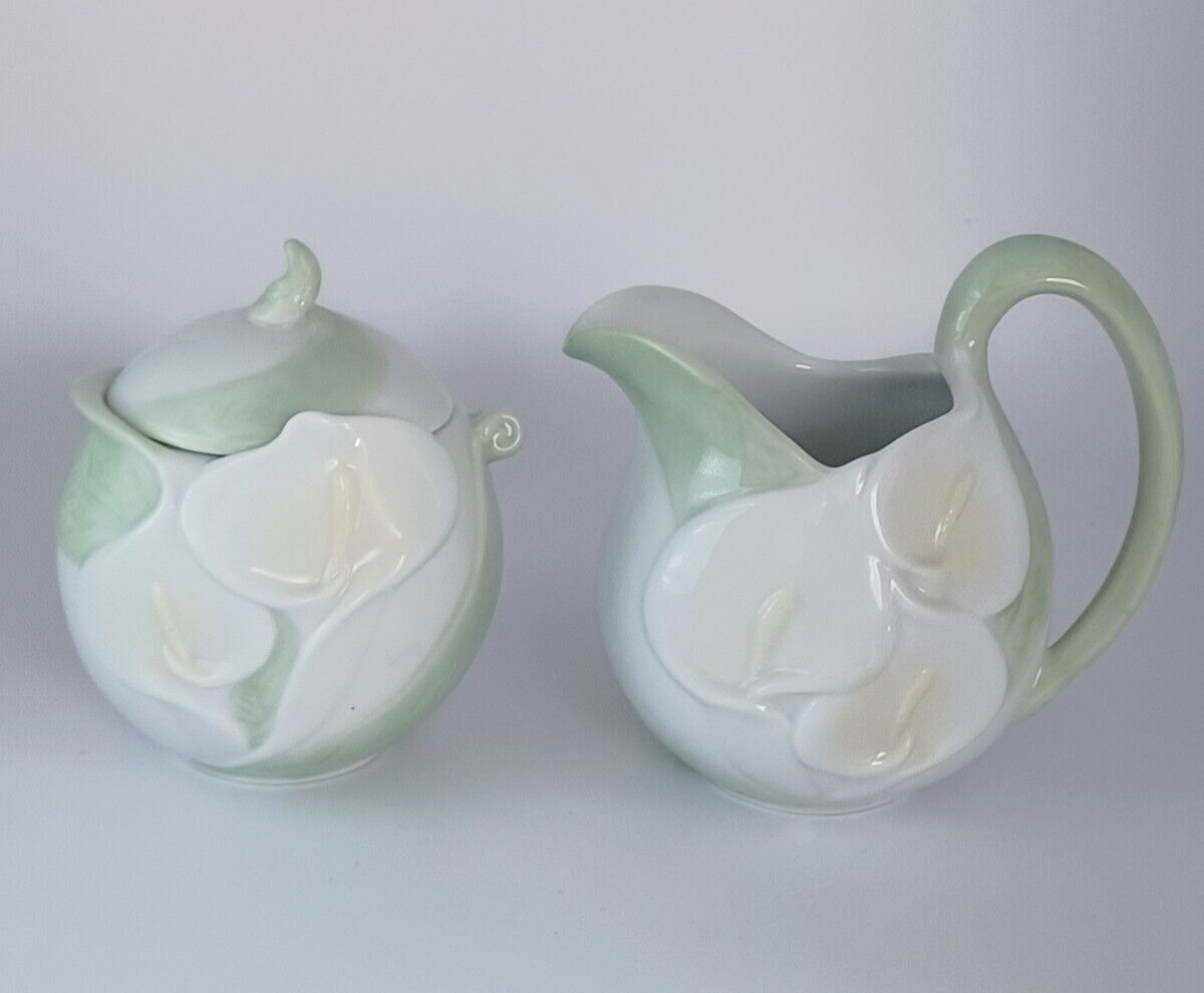Calla Lily Porcelain Sugar & Covered Creamer Set by Cosmos