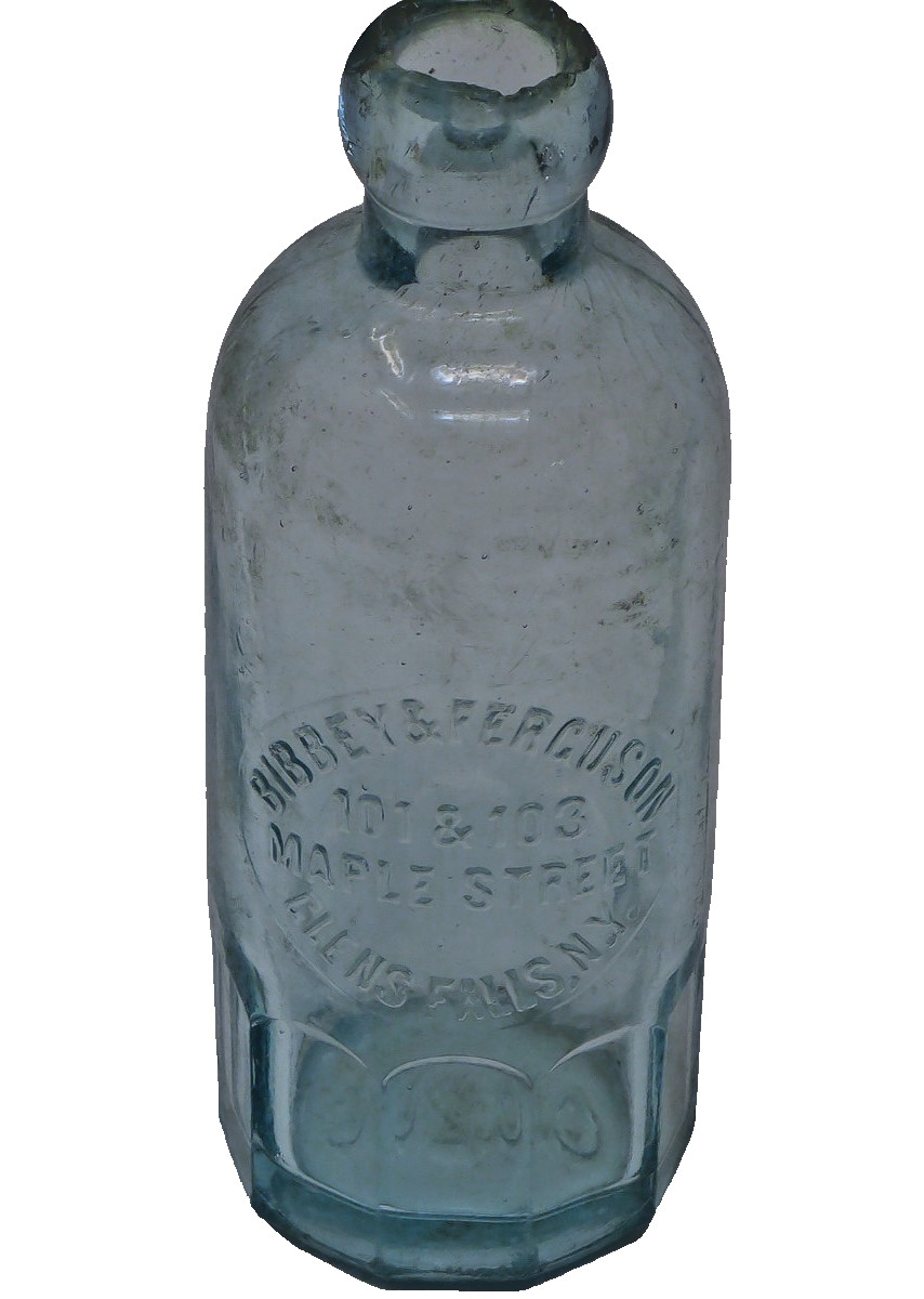 Antique Bibbey & Ferguson Blob Top Bottle 101 &103 Maple St. Glens Falls NY C.26