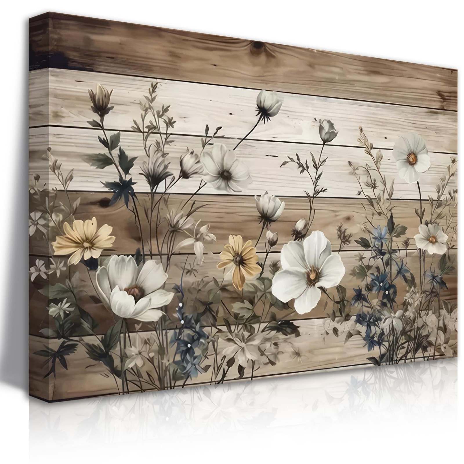 Egmavqzy Vintage Floral Wall Art Rustic Flowers Wall Decor Farmhouse Canvas