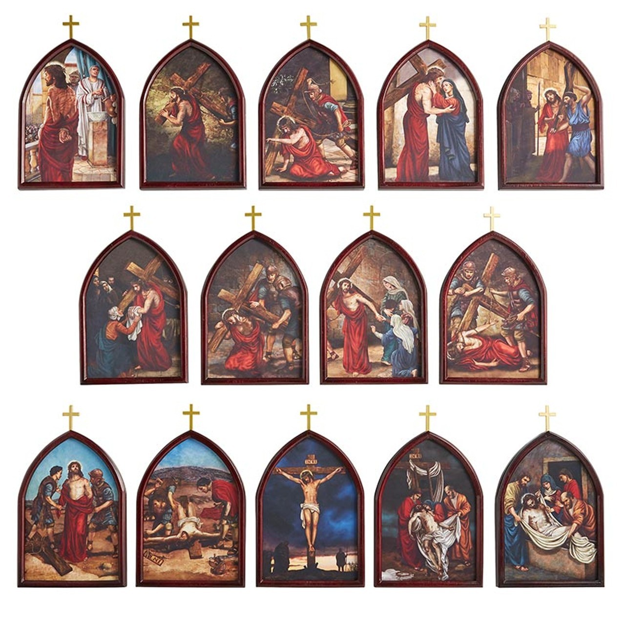 Multicolor Stations Of Cross Wood Plastic Plaque Religion & Spiritual Collection