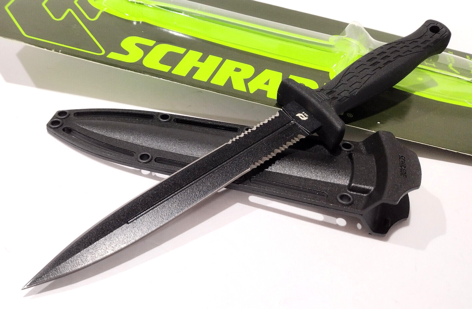 Schrade Magnum LG Needle Double Edged Full Tang Throwing Boot Fixed Blade Knife