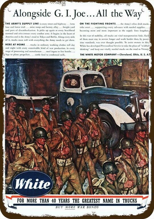 1944 WHITE MOTOR COMPANY Truck Vintage-Look-Edge DECORATIVE REPLICA METAL SIGN