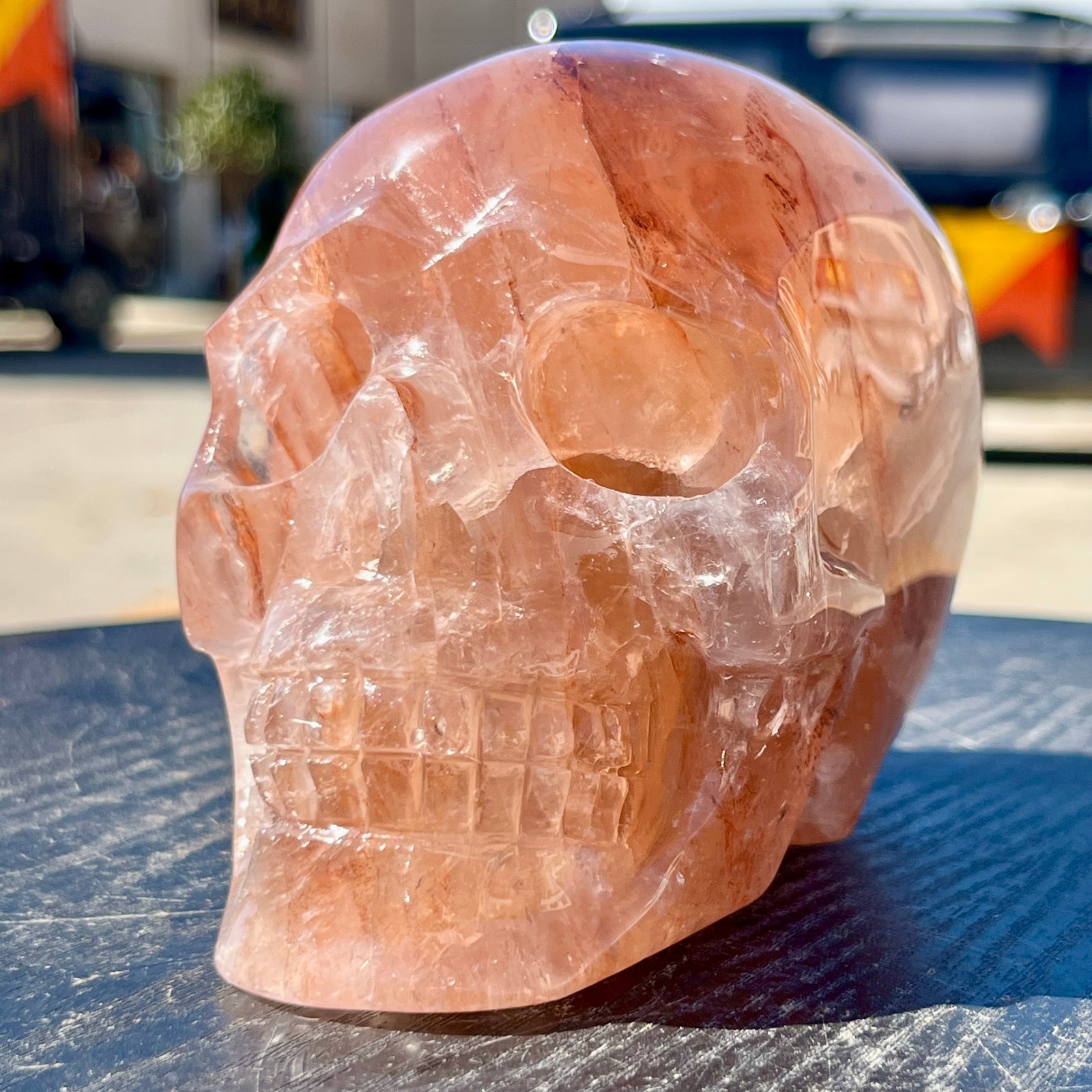 Natural Red Agate Skull Carved Crystal Head Reiki Healing Decor  2.9 lb