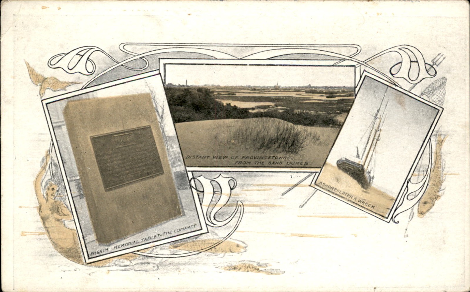 Provincetown Massachusetts MA Multi-View Sand Dunes c1900s-10s Vintage Postcard