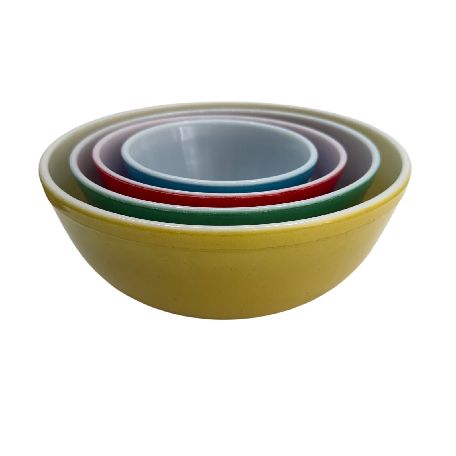 Set of 4 Vintage Primary Pyrex Mixing Bowl Set