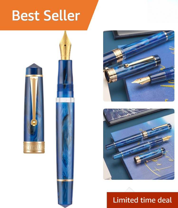 P20 Piston Filling Fountain Pen with Stub Nib - Galaxy Blue, Art & Writing Tool P20 Piston Filling Fountain Pen with Stub Nib - Galaxy Blue, Art & Writing Tool
