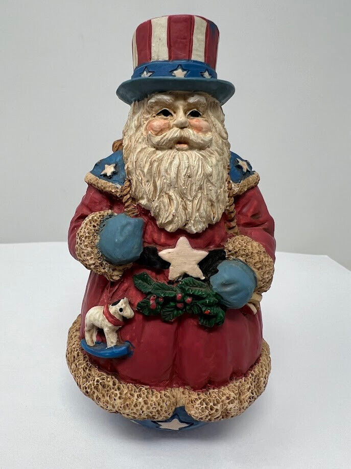 Midwest Primitive Uncle Sam Santa Claus Resin Figurine Americana Folk Art