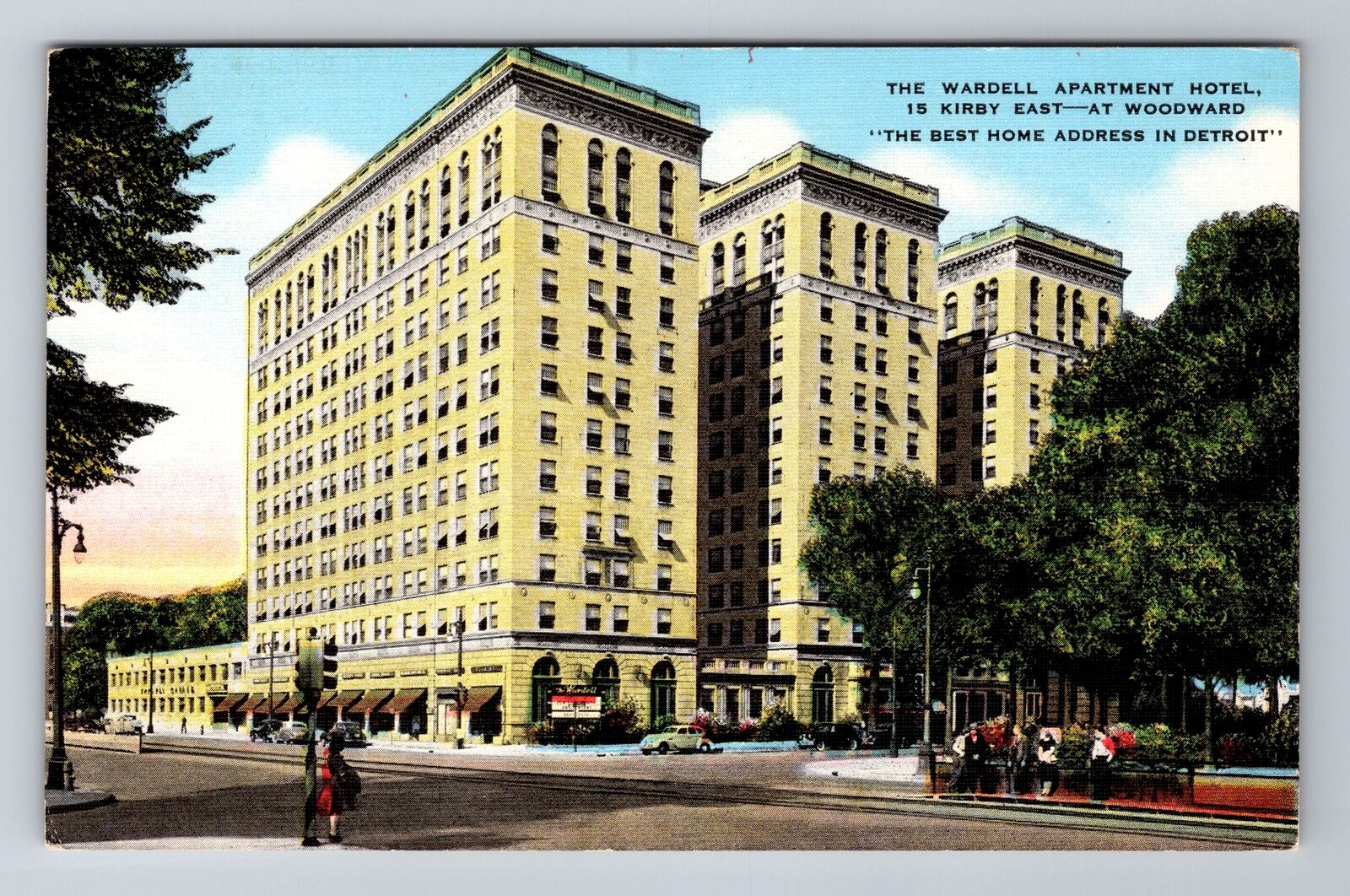 Detroit MI-Michigan, Wardell Apartment Hotel, Advertising, Vintage Postcard