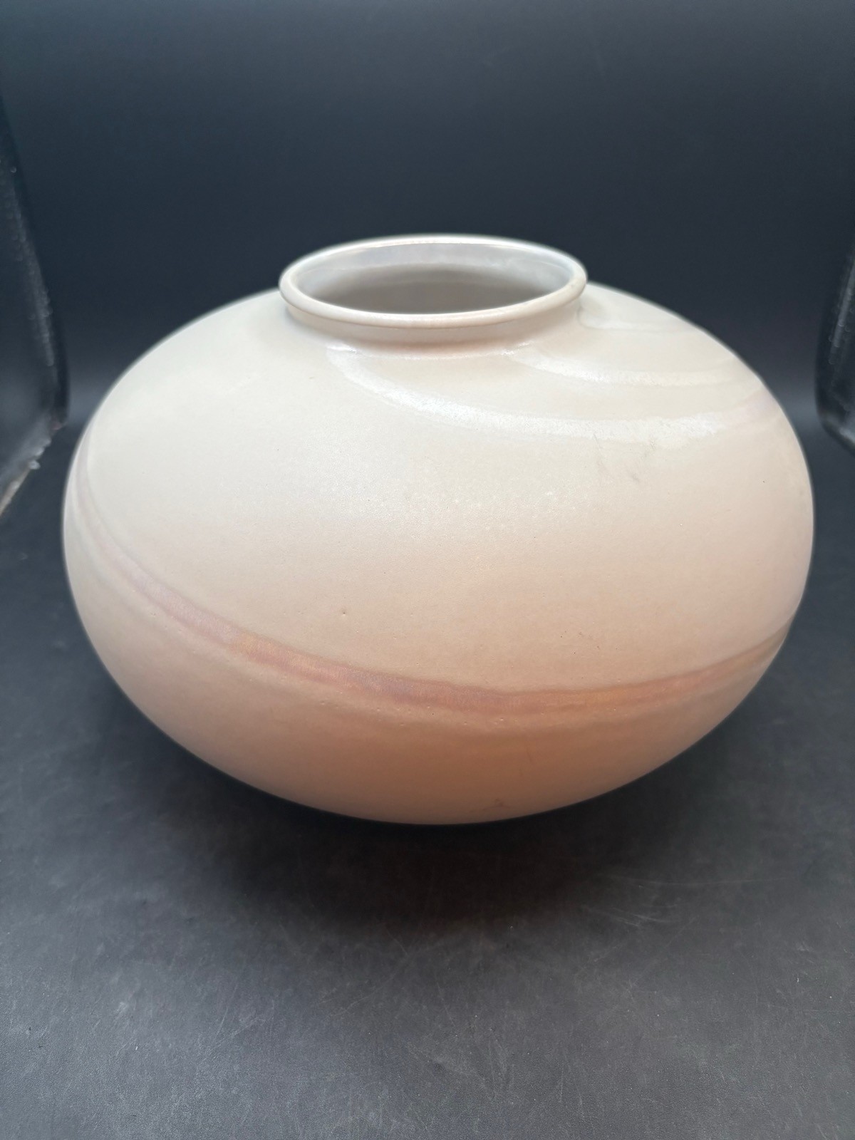 Vintage Bay Keramik W Germany White Iridescent Pearl Pottery Bowl Vase