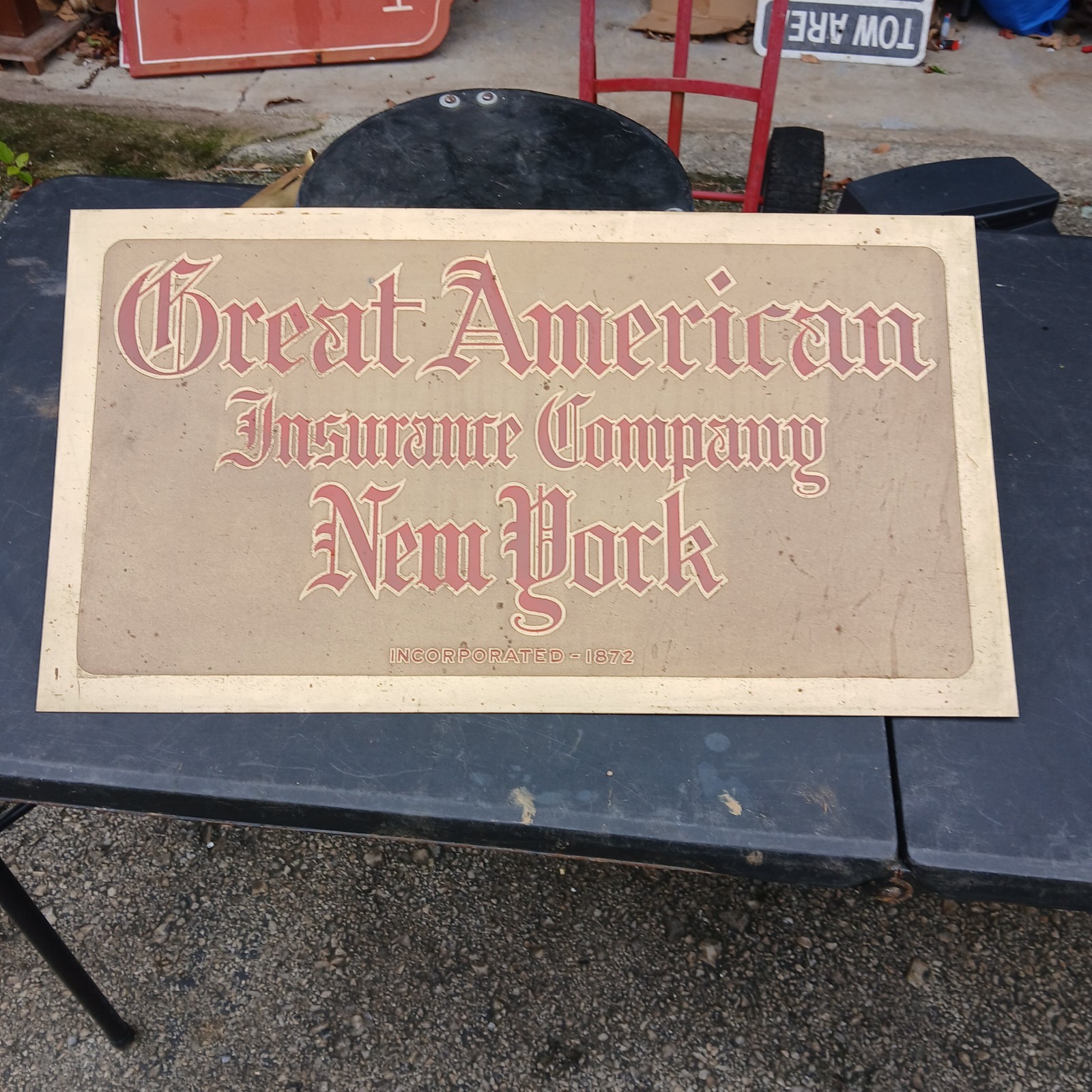 Vintage Great American Insurance Company New York brass sign Vintage Great American Insurance Company New York brass sign