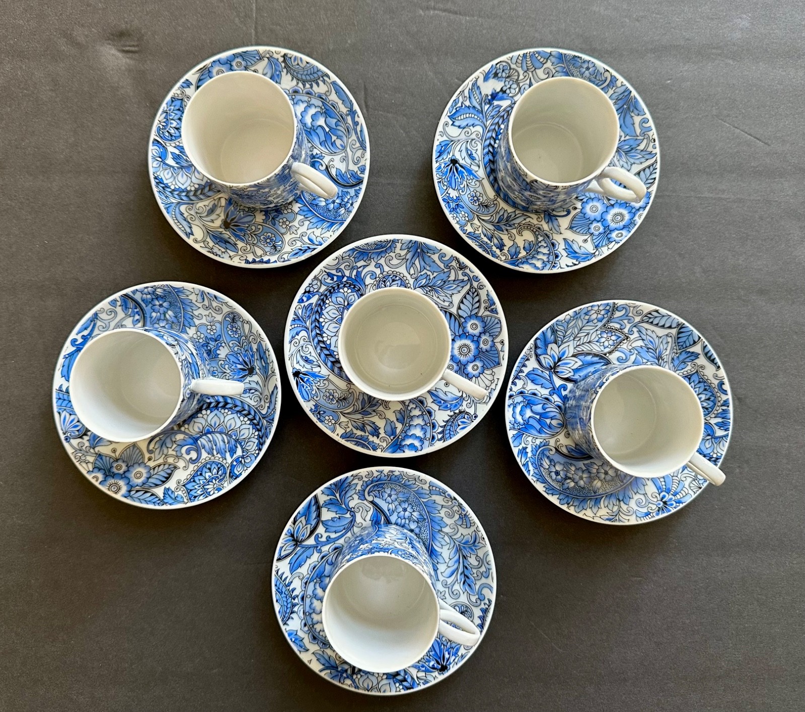 Vintage Ars Bohemia Szakmary Brazil Porcelain Espresso Cup & Saucer Set 6