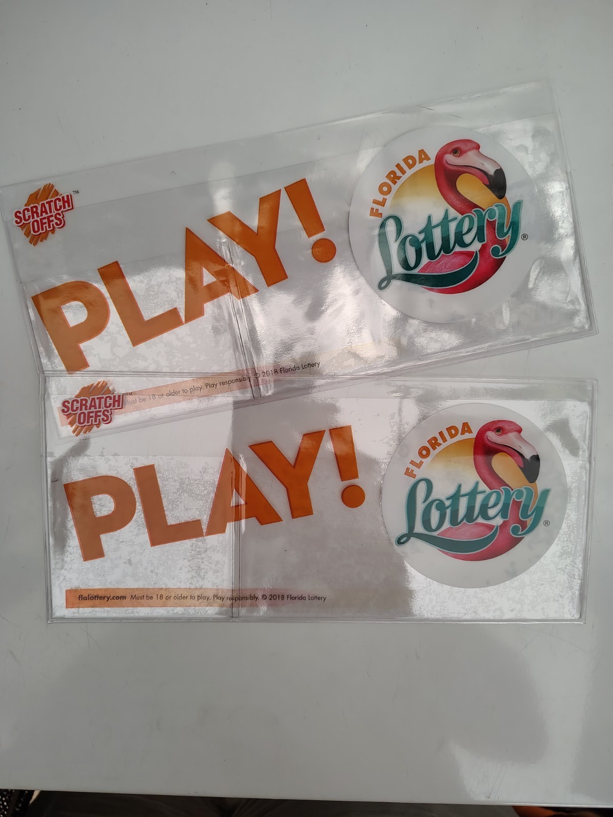 2FLORIDA LOTTERY TICKET HOLDER PLASTIC SLEEVE PROTECTOR ENVELOPE NEW PLAY LOTTO