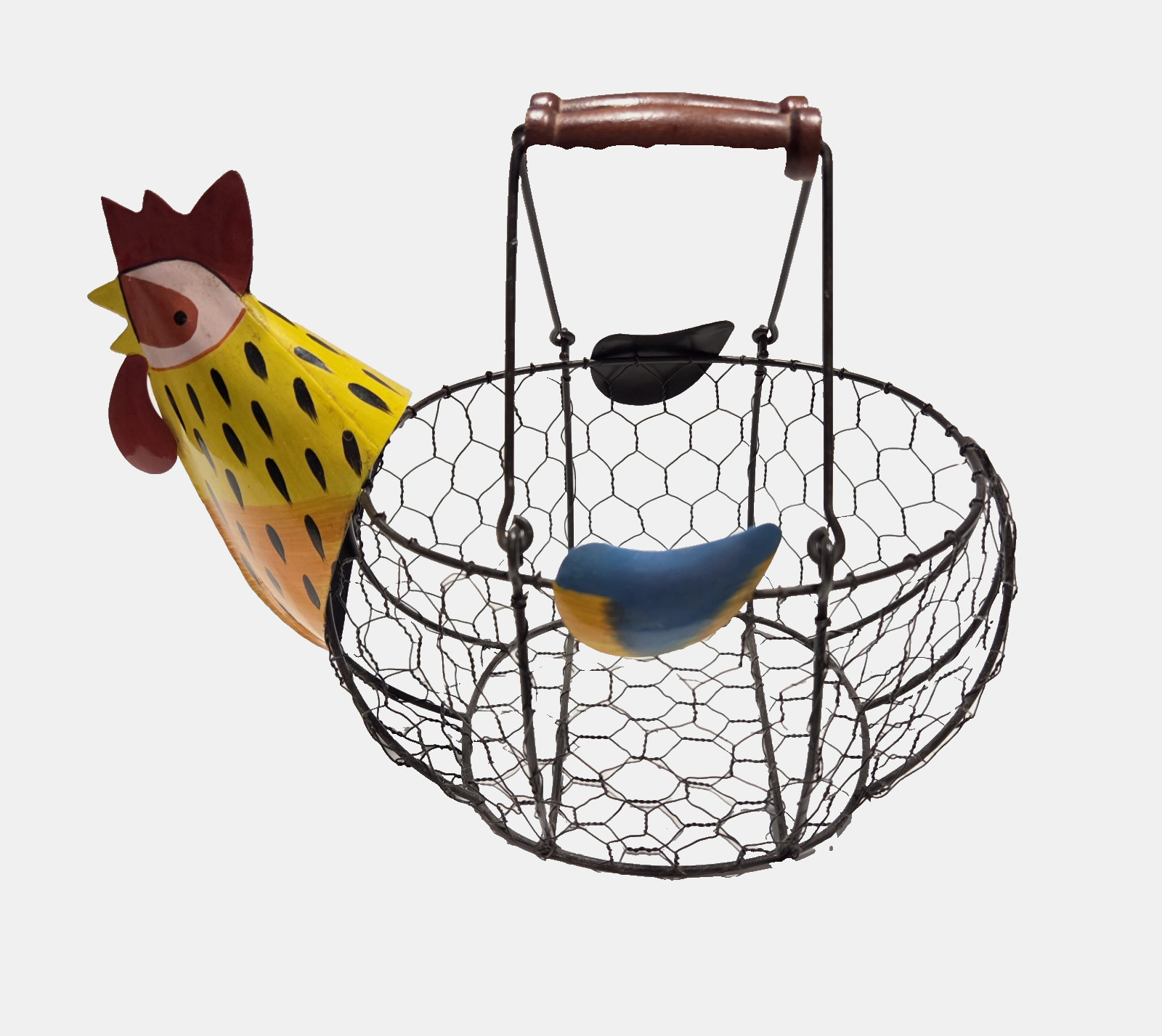 Pfaltzgraff Folk Art Tin Chicken Wire Egg Basket 8.25\