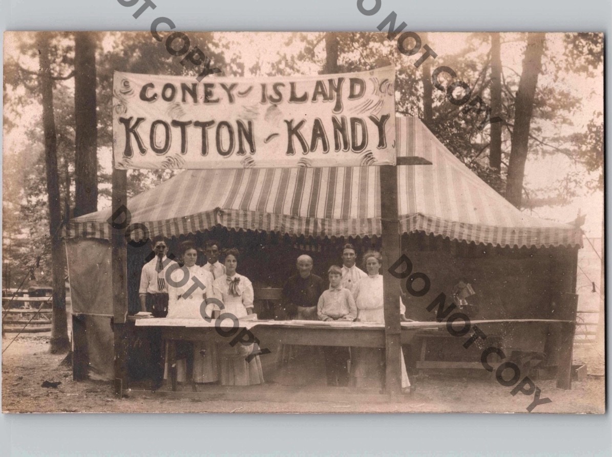 WOW c1910 CONEY ISLAND Kotton Kandy Snack Stand Cotton Candy New York NY RPPC