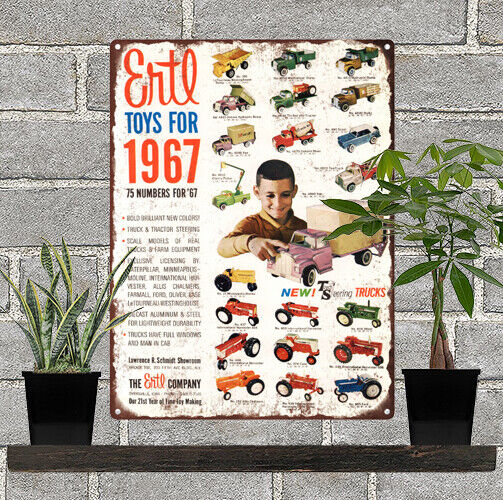 1967 Ertl Cast Iron Toys IH Tractor Farm Allis AD Metal Sign Repro 9x12\