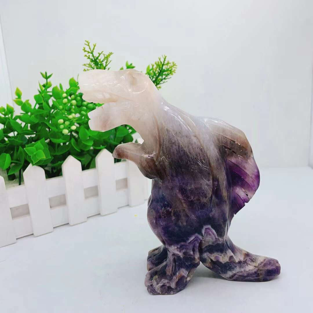 0.63kg Natural Dream purple dinosaurs Quartz Crystal  Carving Reiki healing