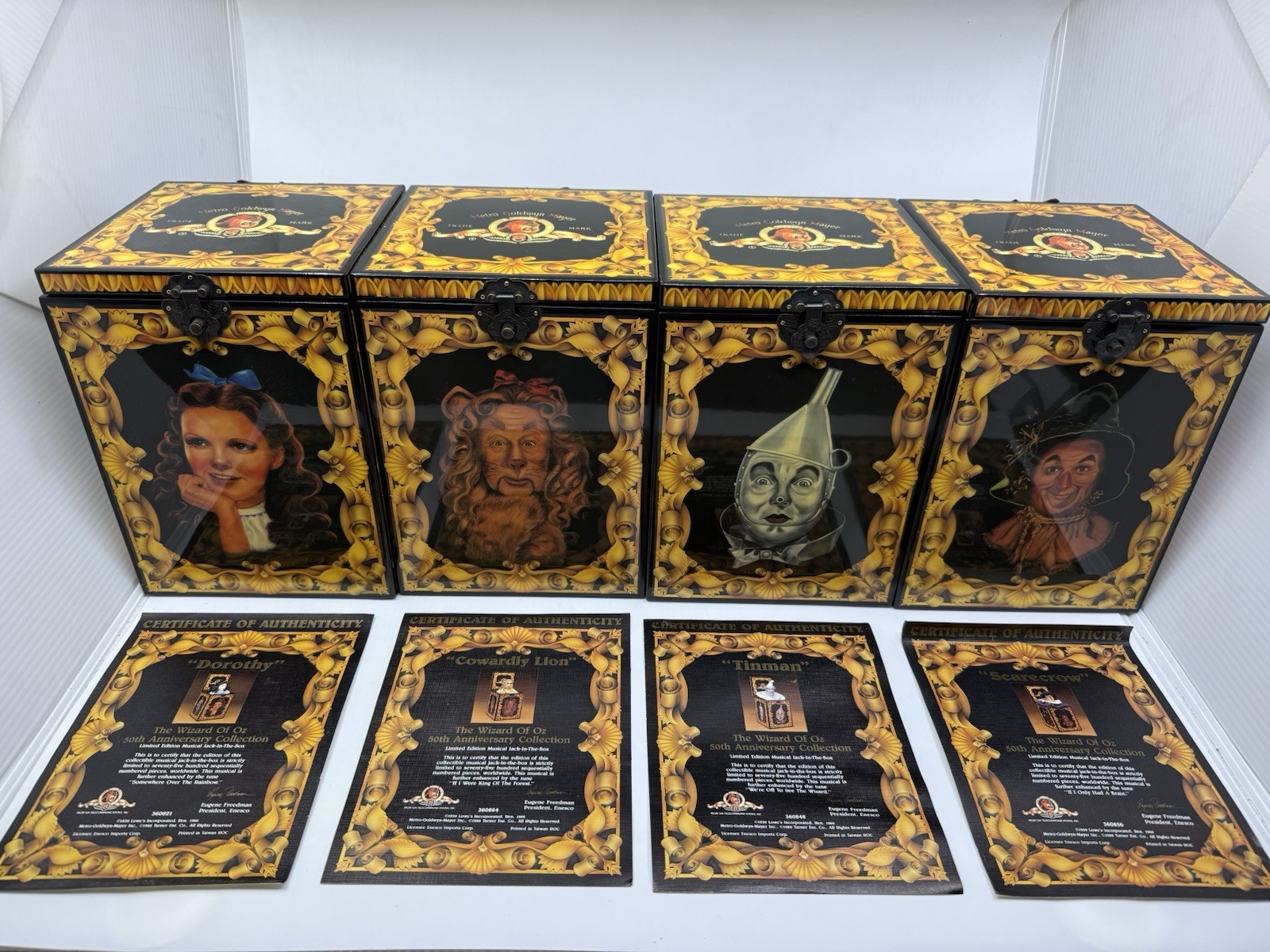 Set of 4 Vtg Wizard Of Oz 50th Anniversary Musical Jack In The Boxes READ