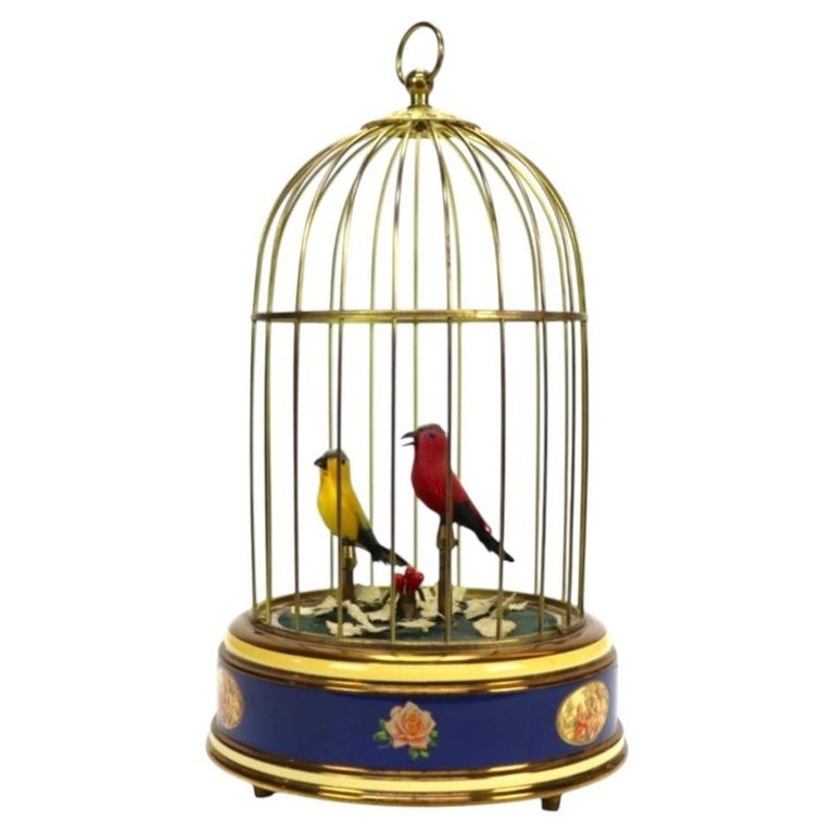 Antique Swiss Reuge Music Automaton, Singing Birds In Cage, C1910 Antique Swiss Reuge Music Automaton, Singing Birds In Cage, C1910
