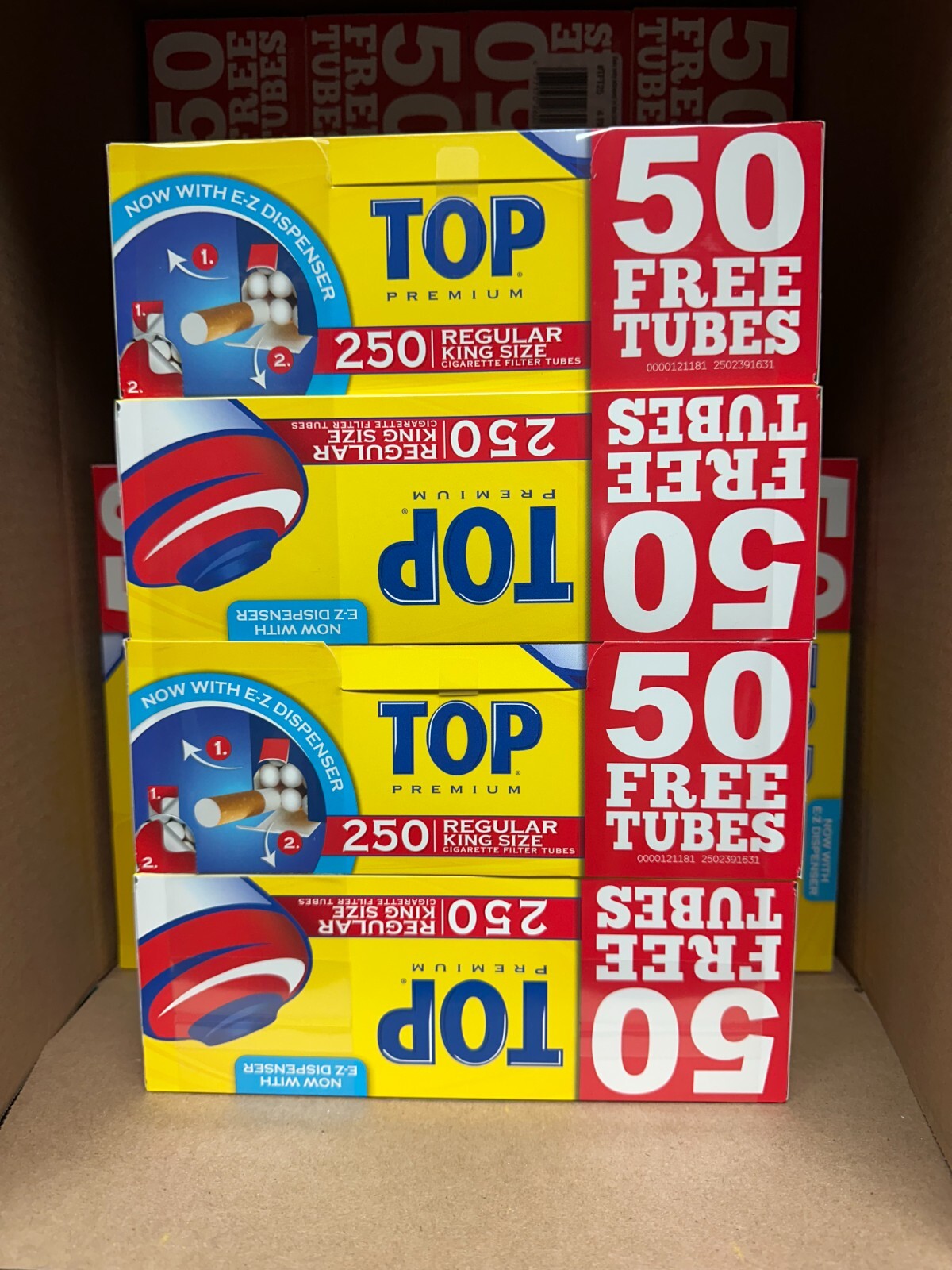 Top Regular KING Red RYO Cigarette Tubes - 250ct Box (4 Boxes) SHIPS IN BOX Top Regular KING Red RYO Cigarette Tubes - 250ct Box (4 Boxes) SHIPS IN BOX