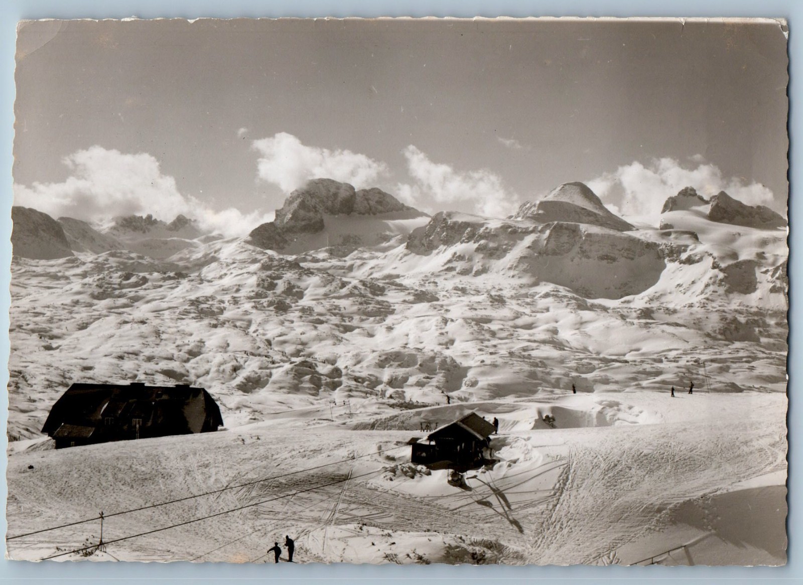 Austria Postcard View from the Mountain Lodge and Ski Area c1950's RPPC Photo Austria Postcard View from the Mountain Lodge and Ski Area c1950's RPPC Photo