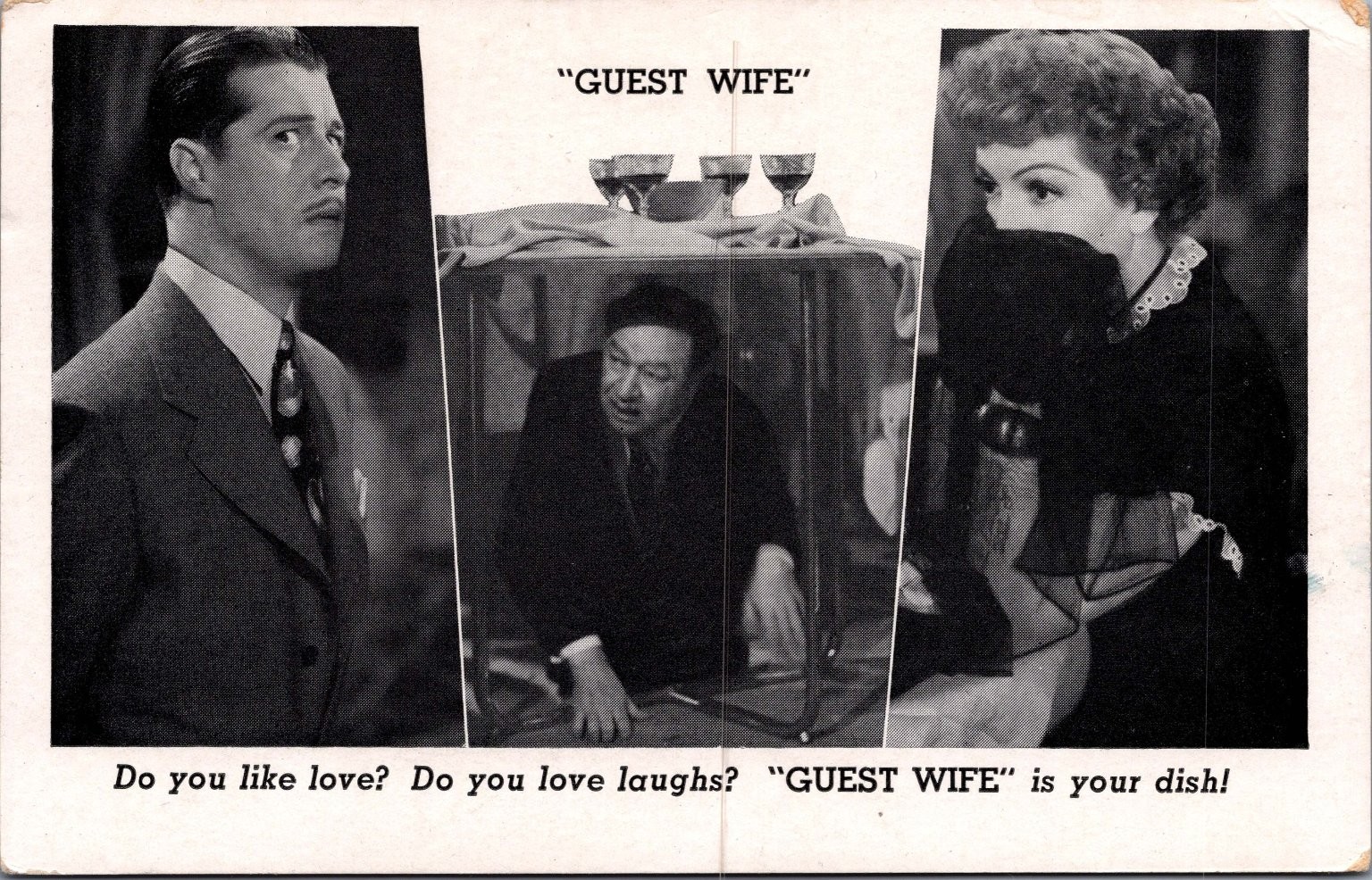 Guest Wife Movie Postcard Don Ameche Claudette Colbert 1945 Hollywood Promo