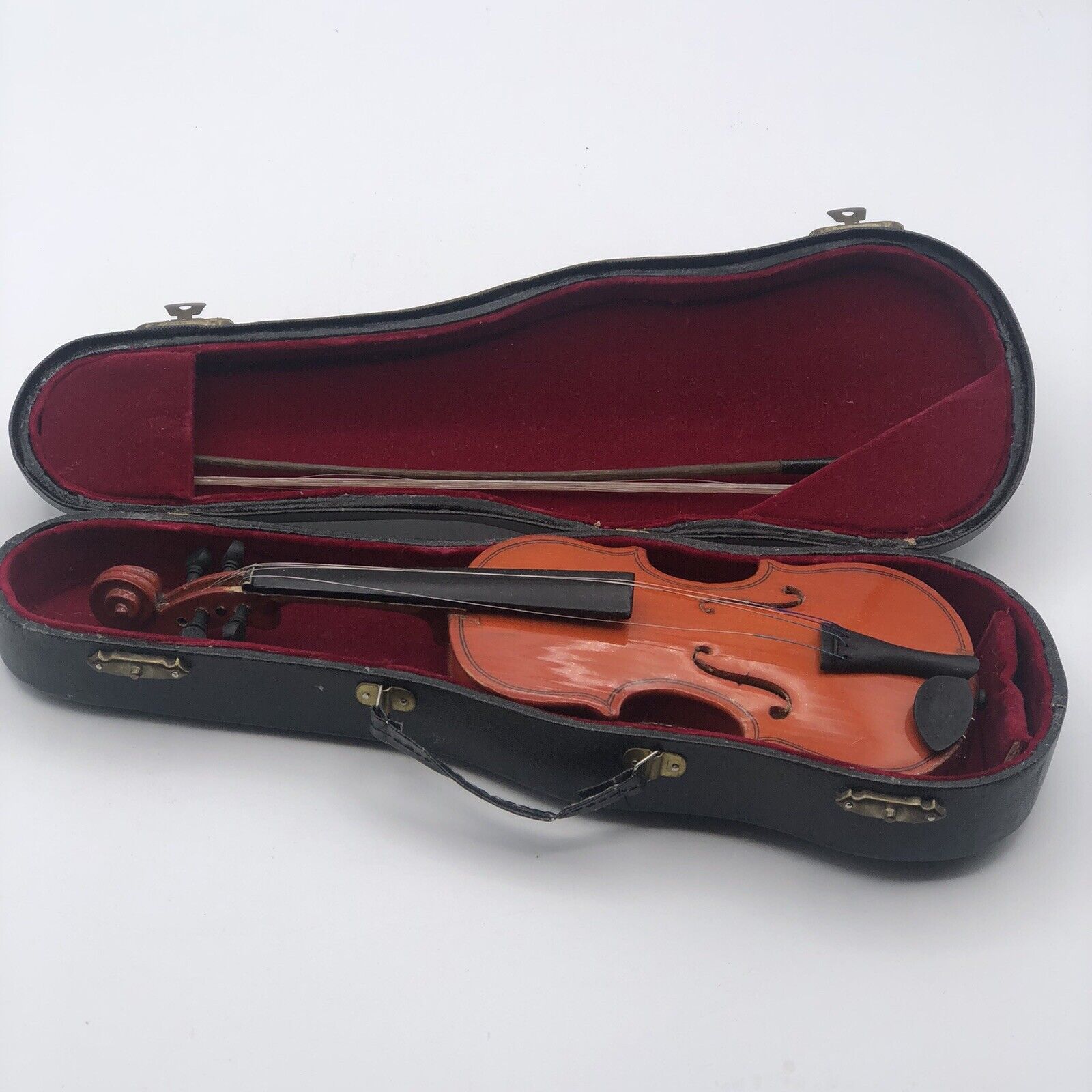 Miniature Violin With Bow And Case Decorative Display Piece