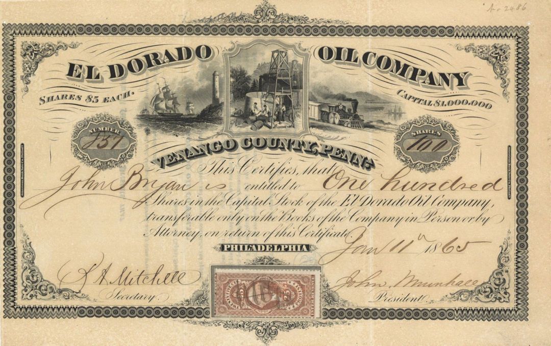 El Dorado Oil Co. - Stock Certificate - Oil Stocks and Bonds