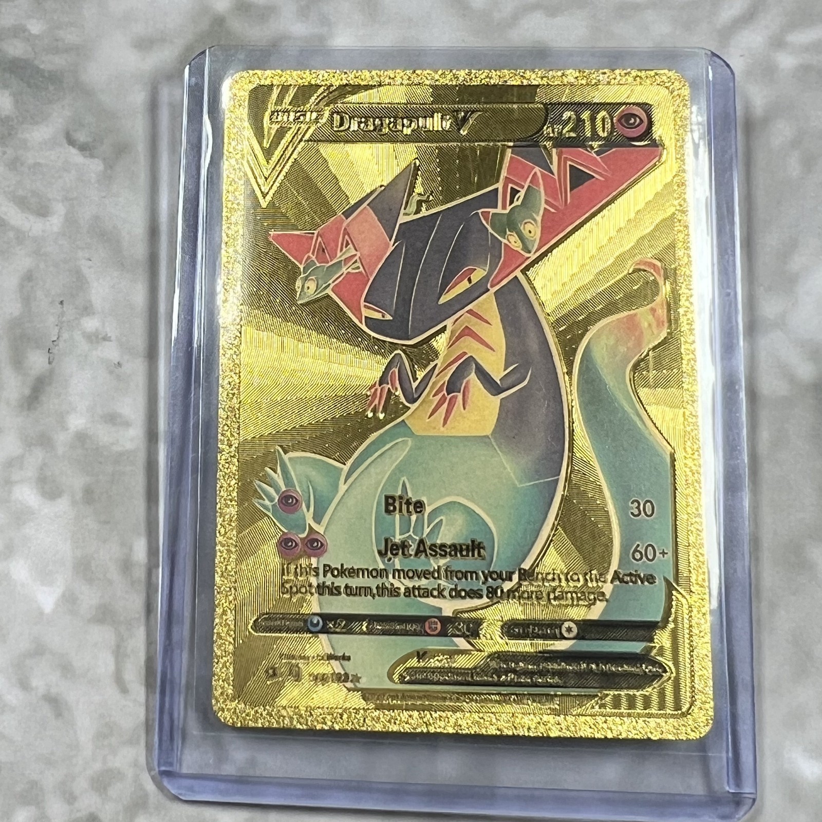 Dragapult Pokemon Gold FAN ART Card Embossed Collectible 183/192