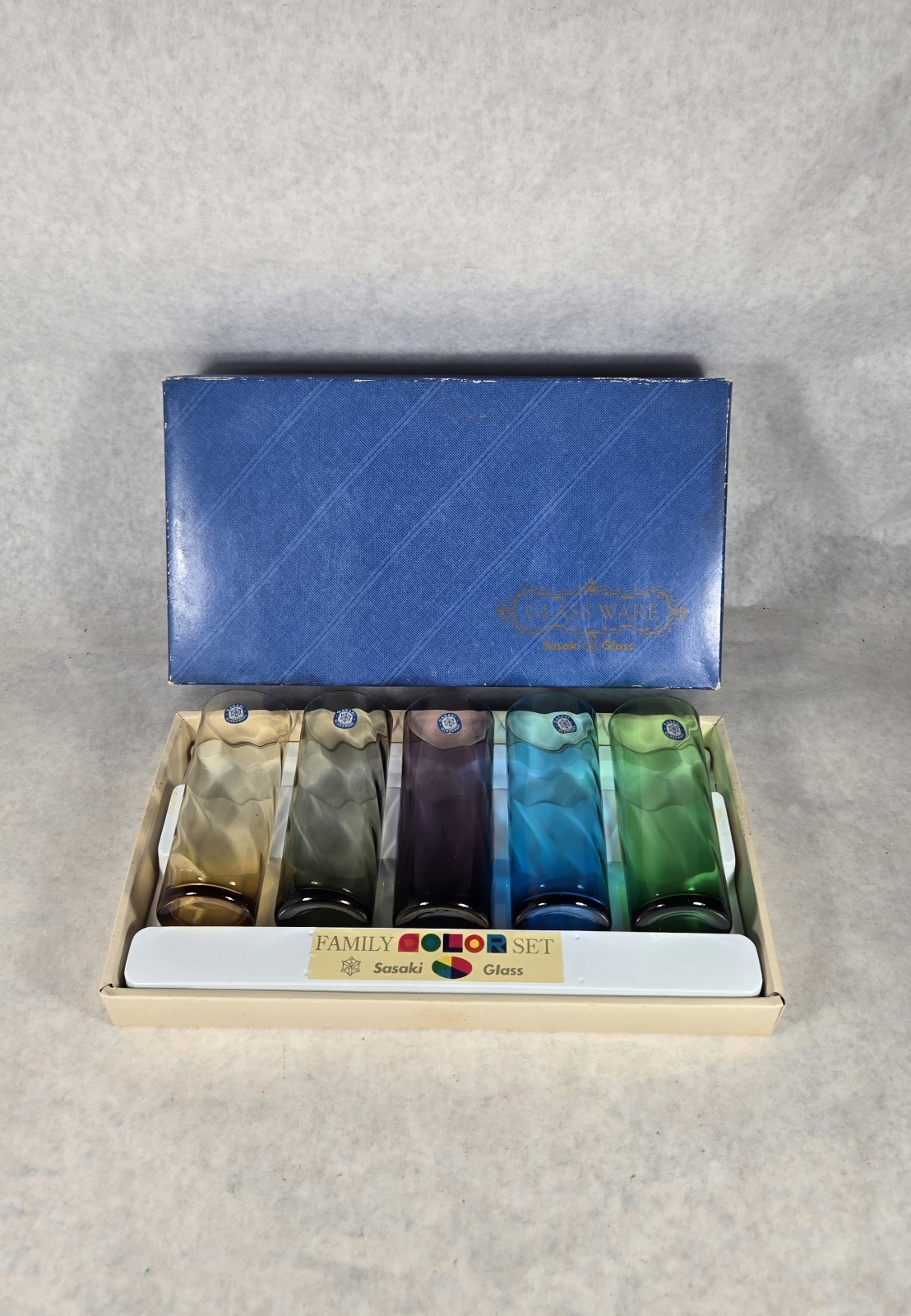 TOYO-SASAKI GLASS Family Color Set Of 5 Cylinder Glassware 5.5