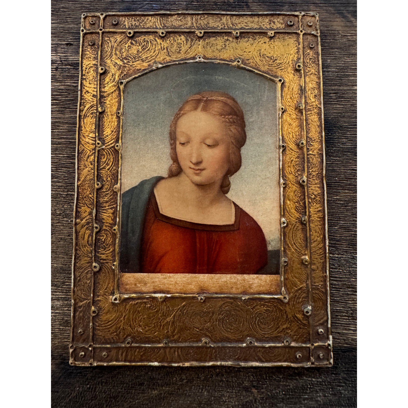 Vintage Guild Studios Raphael Portrait Plaque B.M. Rieppel Florentine Gold Frame Vintage Guild Studios Raphael Portrait Plaque B.M. Rieppel Florentine Gold Frame