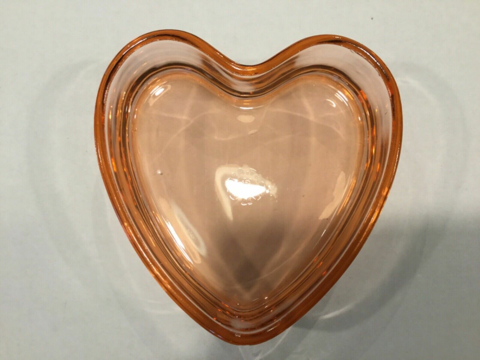 U.S. Glass pink 6” Heart shaped candy dish with lid