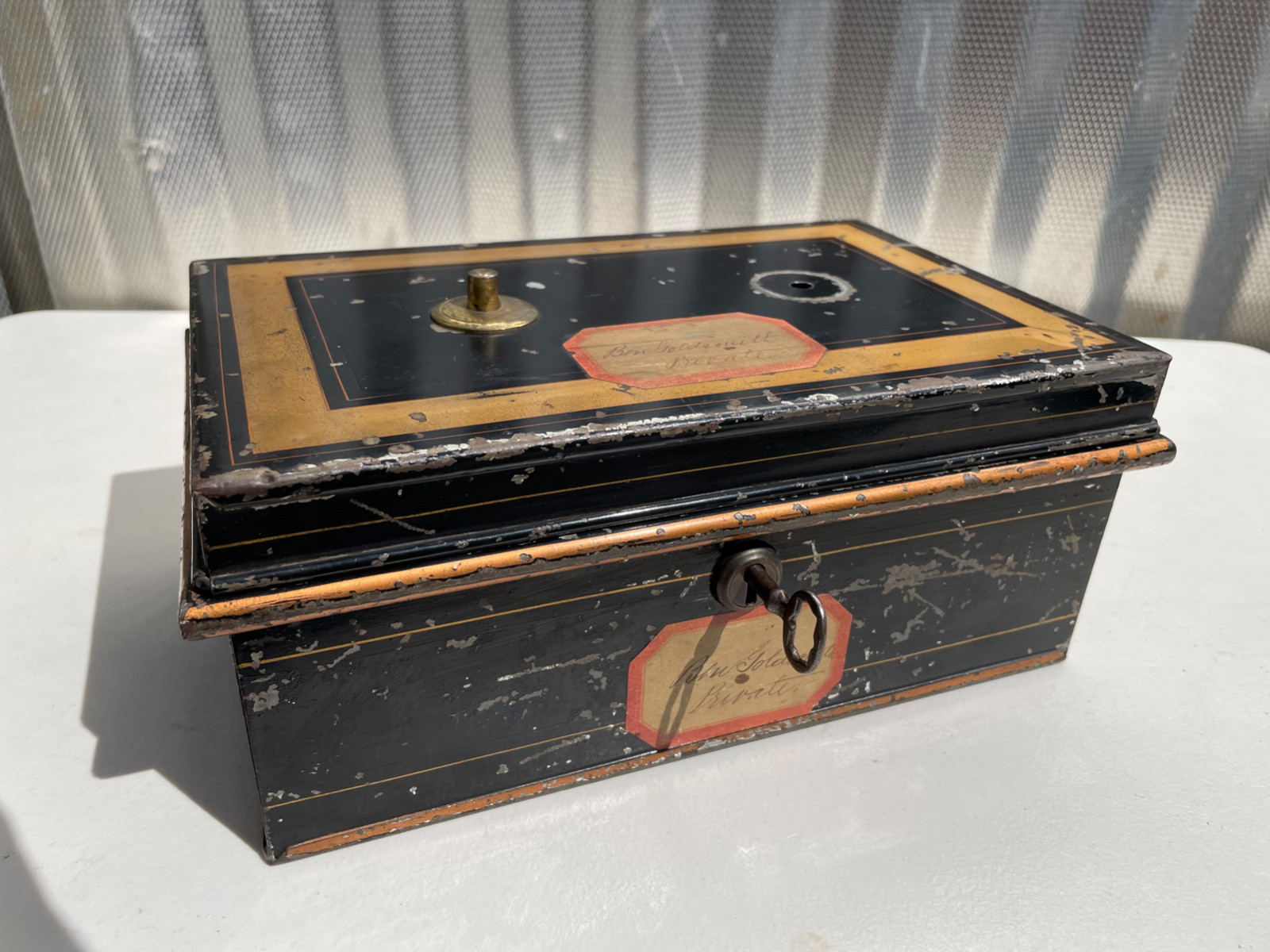 Antique 1890-1900s Hobbs Style? Secure Lock Box Safety Deposit Ben A. Goldsmith Antique 1890-1900s Hobbs Style? Secure Lock Box Safety Deposit Ben A. Goldsmith