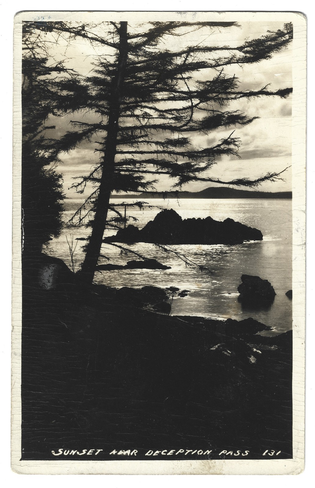 Sunset at Deception Pass RPPC Vintage Scenic Sea View Card Portland OR Sunset at Deception Pass RPPC Vintage Scenic Sea View Card Portland OR