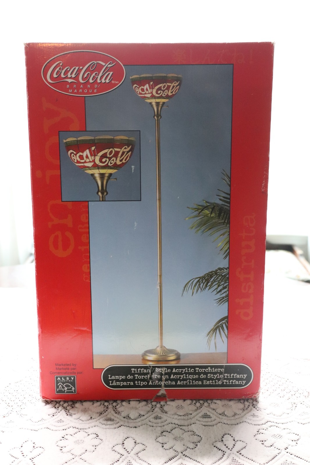 New Coca Cola Tiffany Style Acrylic Torchiere Floor Lamp Light Shade Sign W/Box New Coca Cola Tiffany Style Acrylic Torchiere Floor Lamp Light Shade Sign W/Box