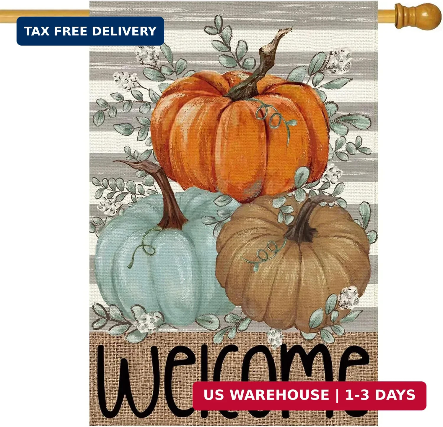 Baccessor Fall Pumpkins House Flag 28x40 Inch Double Sided Autumn Thanksgiving L