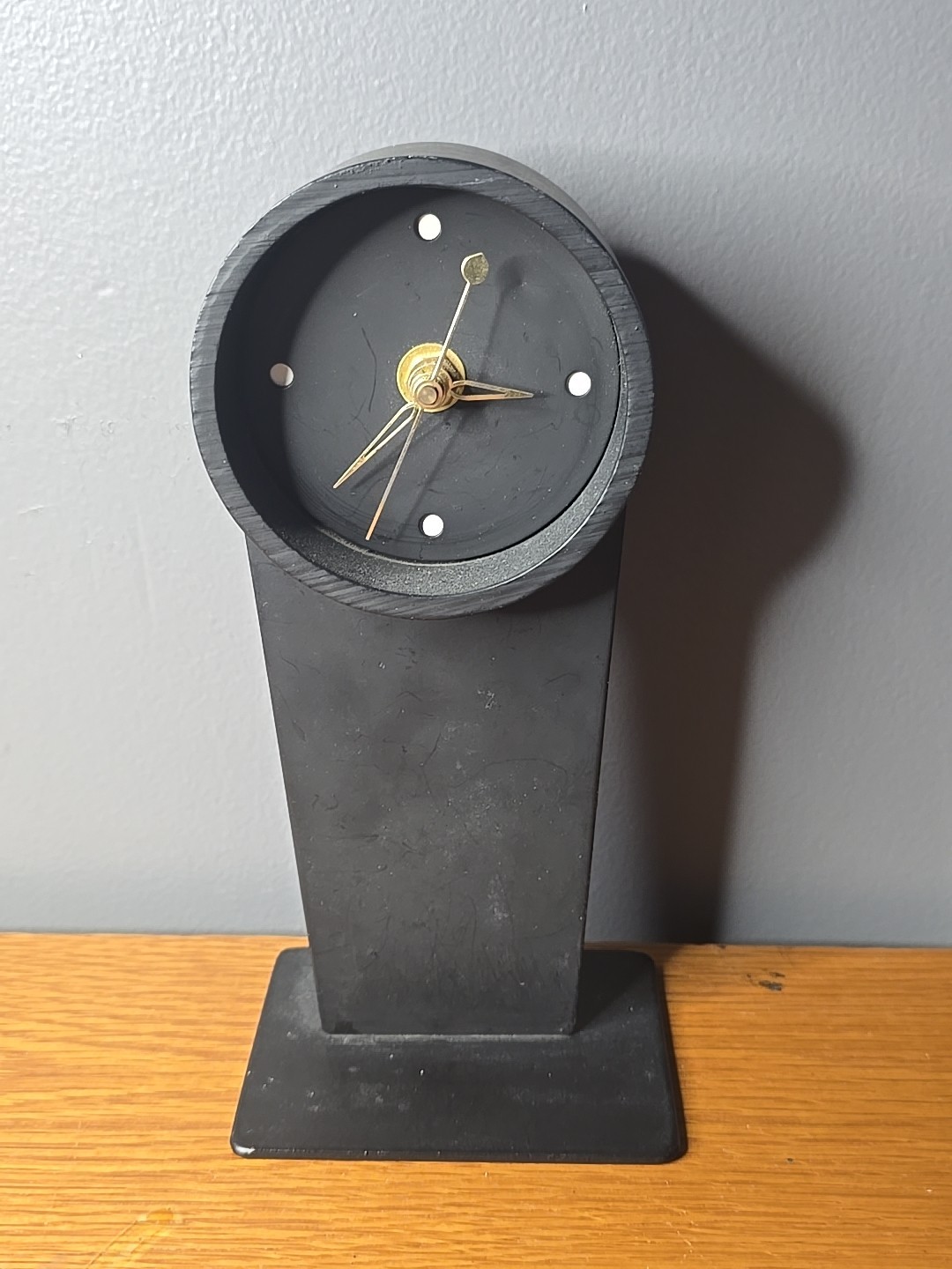 Vintage MCM Tochigi Tokei Heavy Steel Mantle Clock Face Brass Hands - WORKING